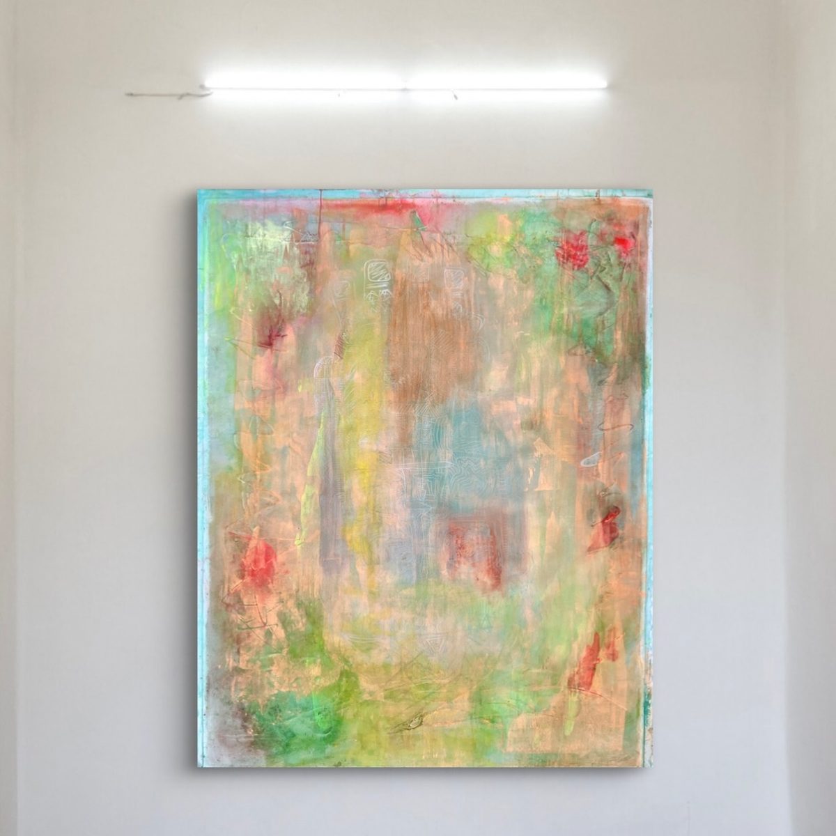 Ghosted by Clarisse Noelle — acrylic, spray paint, glue, ink + mica on upcycled canvas