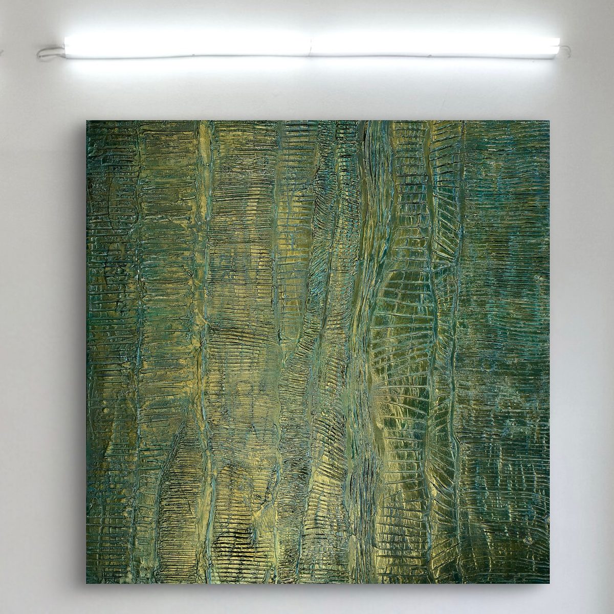 Axis by Clarisse Noelle — metallic acrylic + joint compound on upcycled canvas