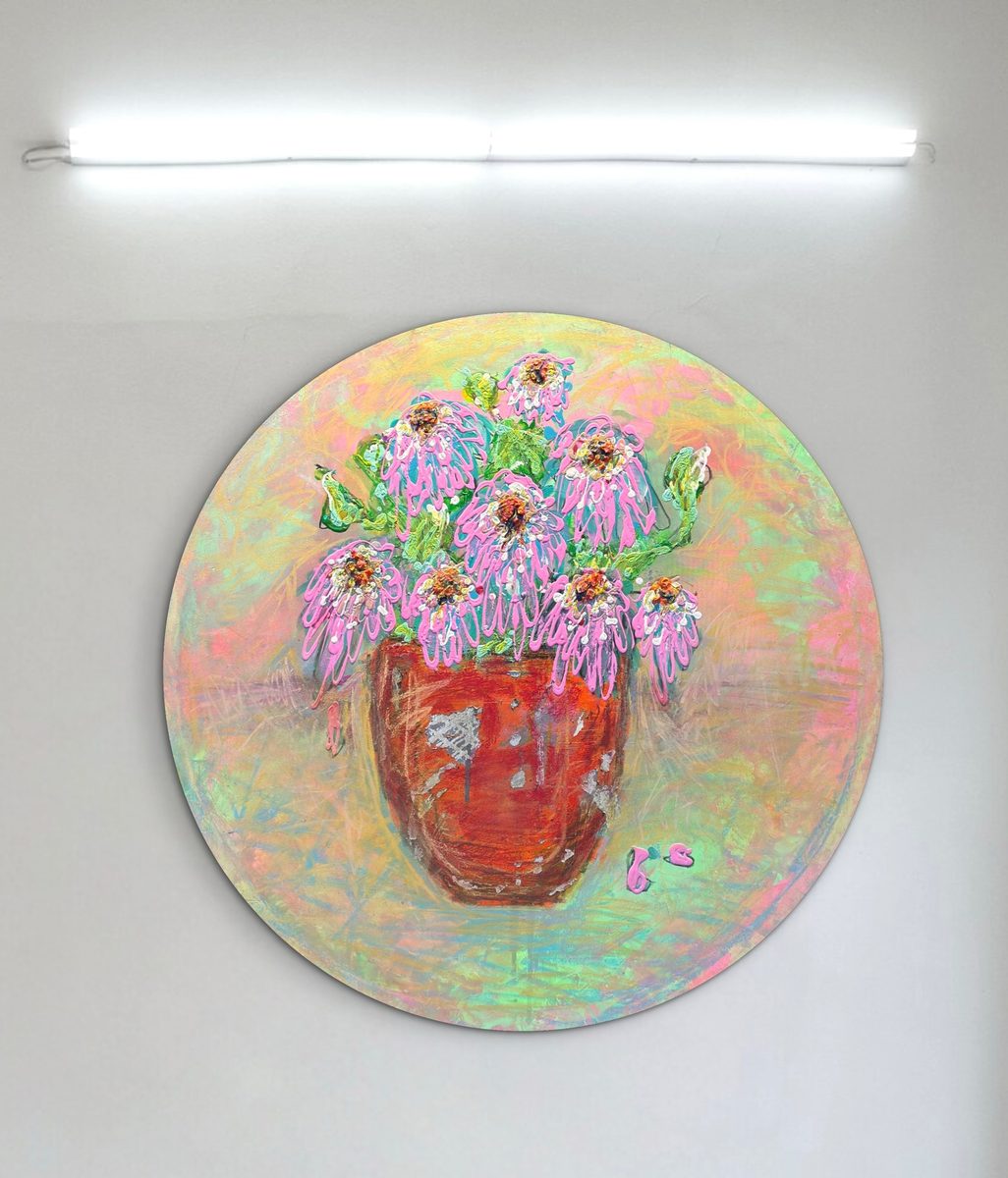 Flower painting by Clarisse Noelle — acrylic + pastels on canvas
