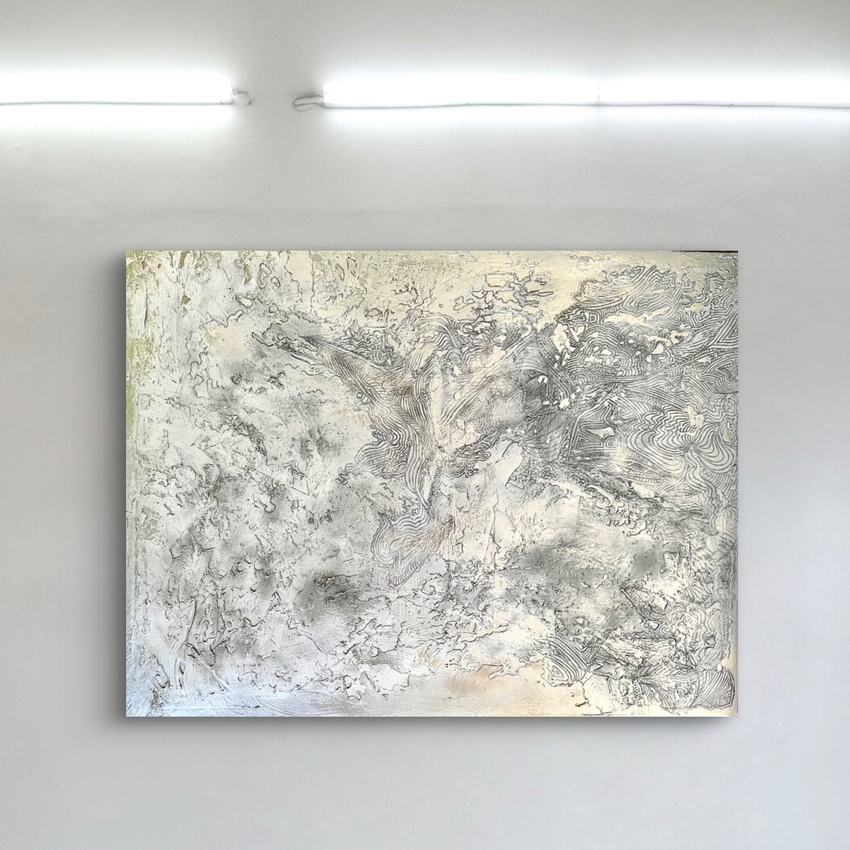 Closer by Clarisse Noelle — spray paint, joint compound + marker on up-cycled canvas